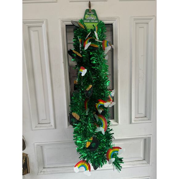 Rainbow & Pot of Gold Saint Patricks Day Tinsel Garland Window Mantle Door Decor - Picture 4 of 4